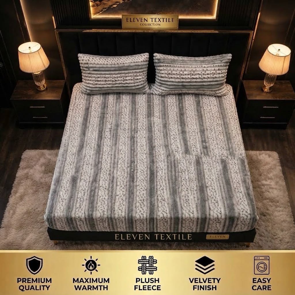 ELEVEN TEXTILE Premium 3 piece Puffy Bedsheet