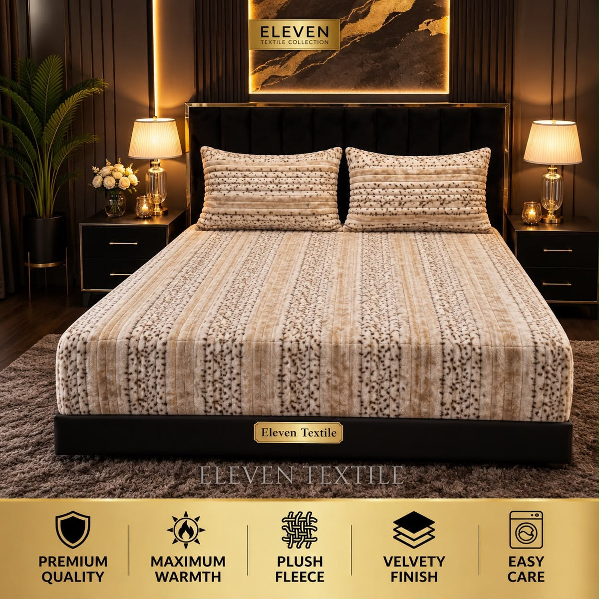 ELEVEN TEXTILE Premium 3 piece Puffy Bedsheet