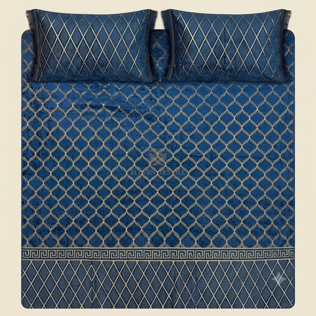 3-Piece Royal Textured Velvet Bedsheet Set