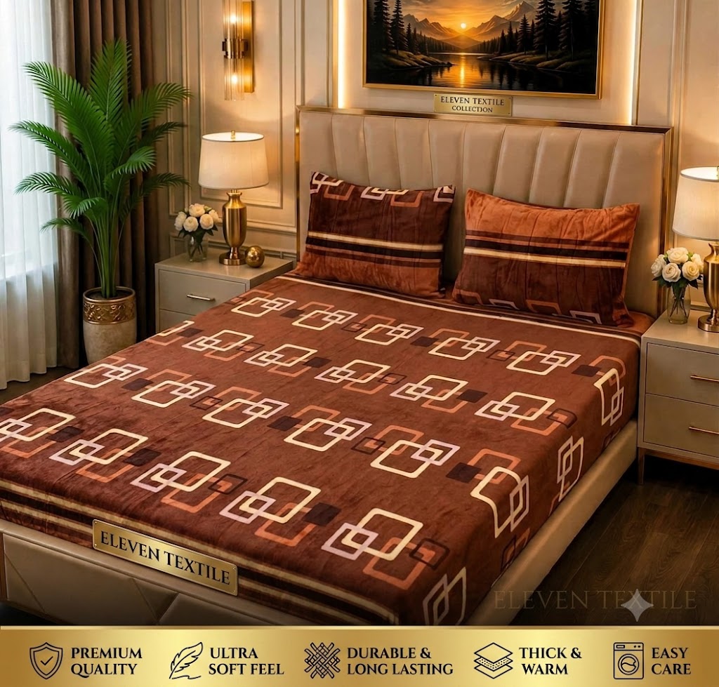 Premium Soft Fleece 3-Piece King Bedsheet Set