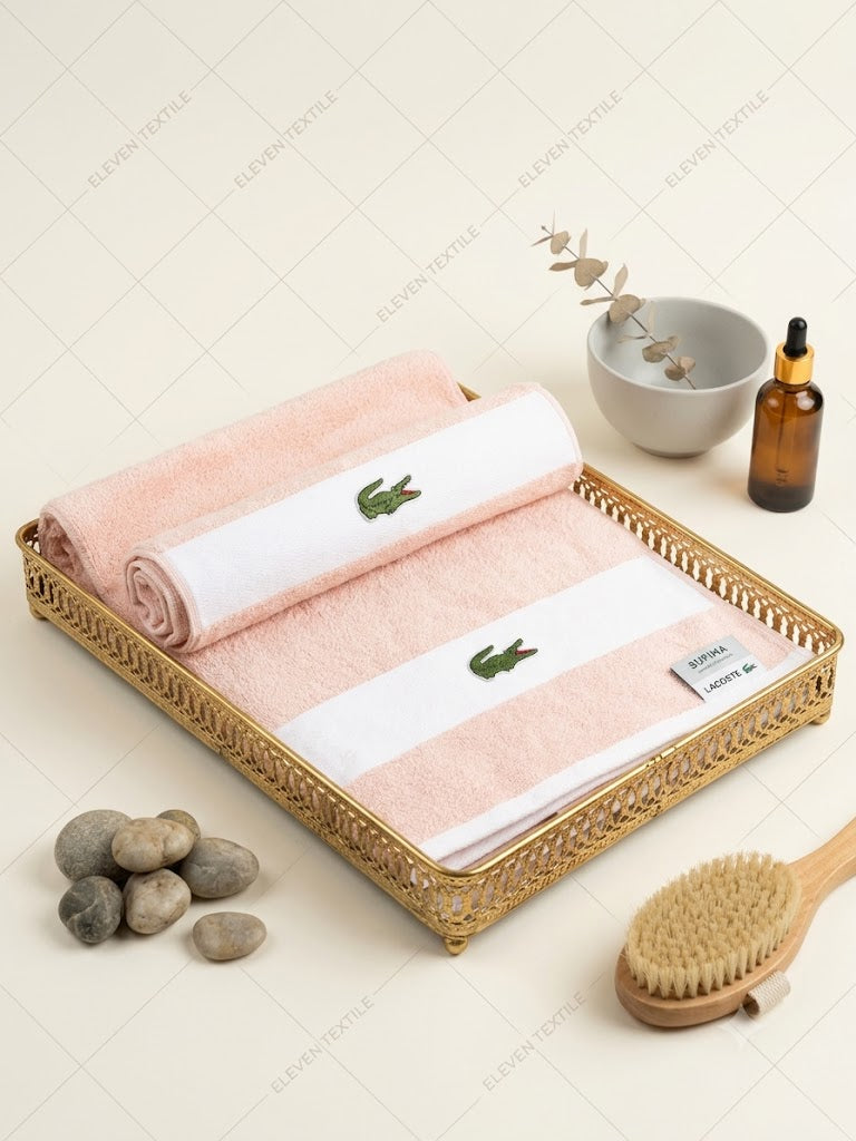 Crocodile towel- Pink and White