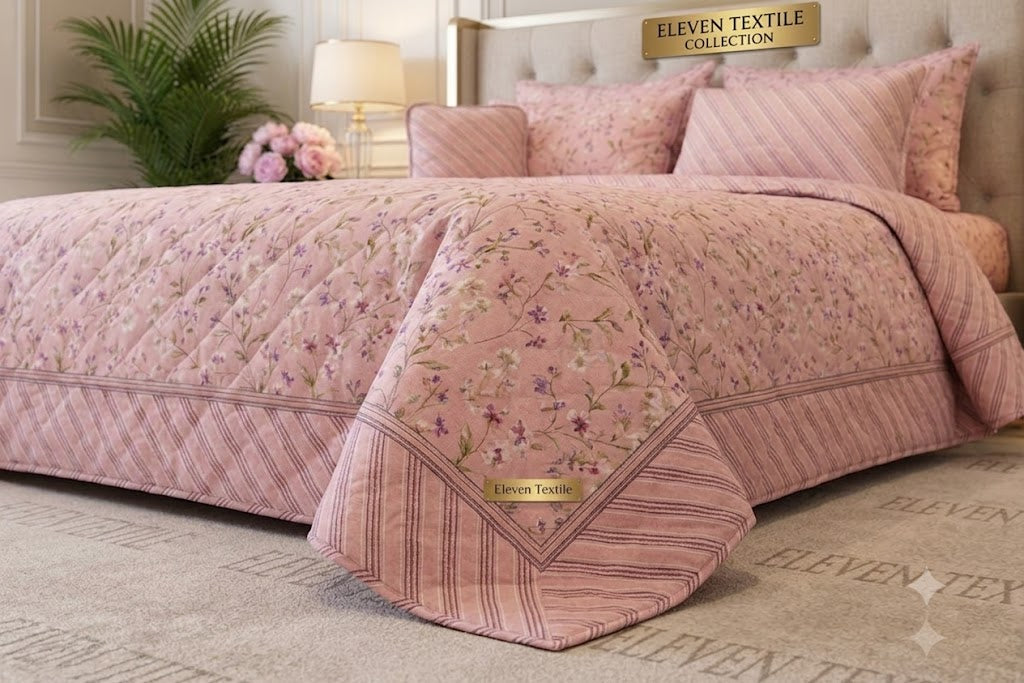 Premium 7-Piece Printed Comforter Set (PINK)