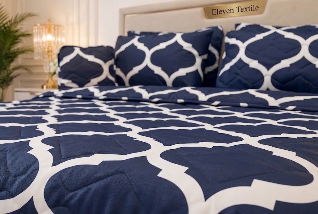 Premium 7-Piece Printed Comforter Set (DARK BLUE)