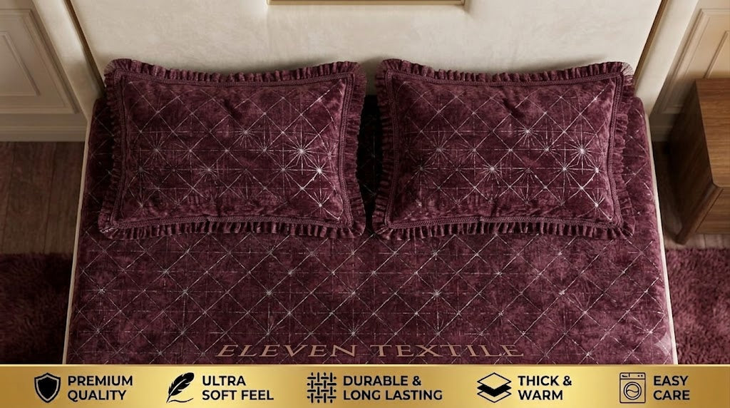 3-Piece Royal Textured Velvet Bedsheet Set