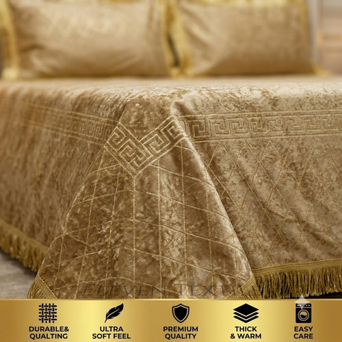3-Piece Royal Textured Velvet Bedsheet Set