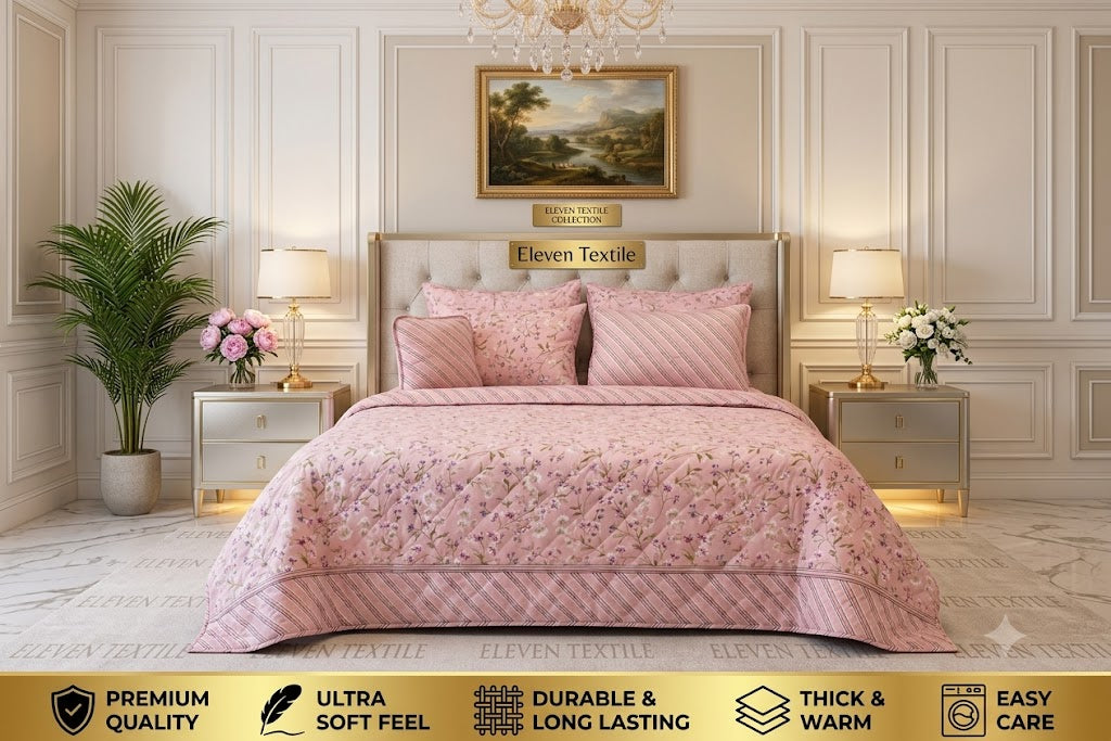 Premium 7-Piece Printed Comforter Set (PINK)