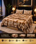 ELEVEN TEXTILE Premium 4-Piece Fleece Bedsheet Set