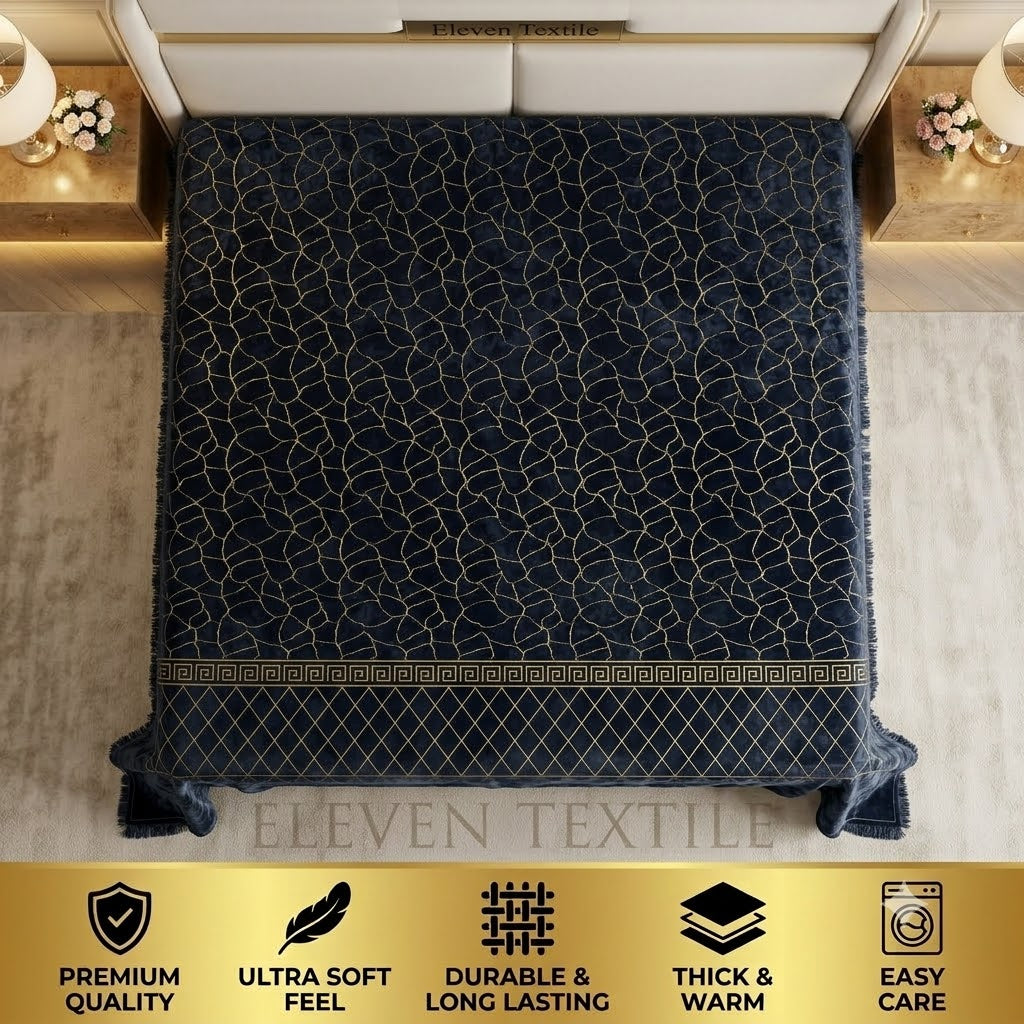 ELEVEN TEXTILE - 3-Piece Royal Textured Velvet Bedsheet Set