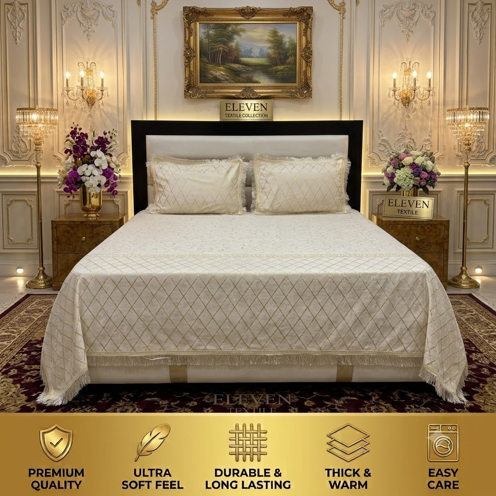 3-Piece Royal Textured Velvet Bedsheet Set