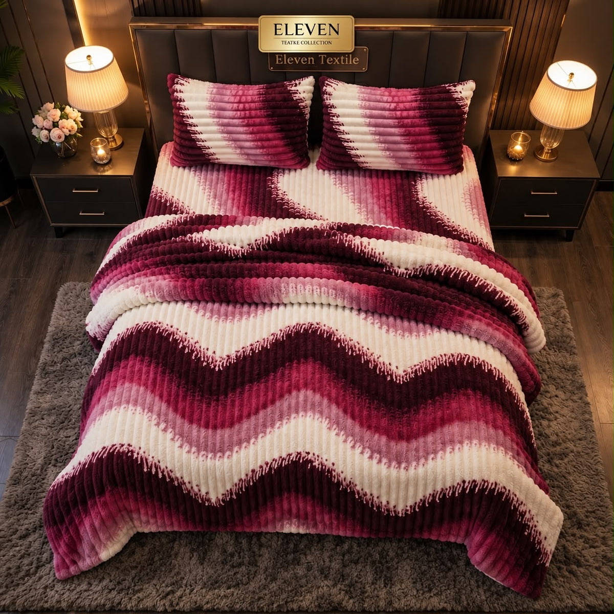 ELEVEN TEXTILE Premium 4-Piece Fleece Bedsheet Set