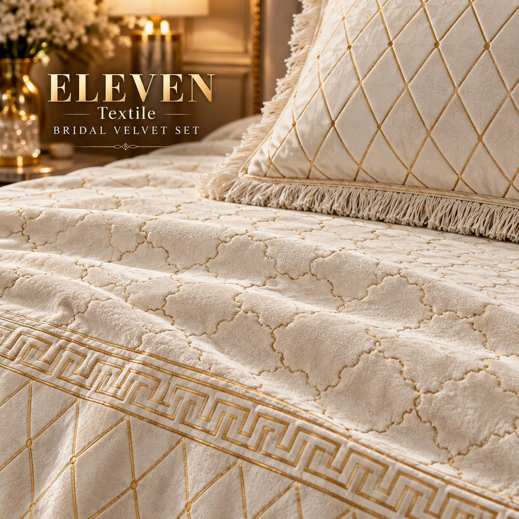 ELEVEN TEXTILE — 3-Piece Royal Textured Velvet Bedsheet Set