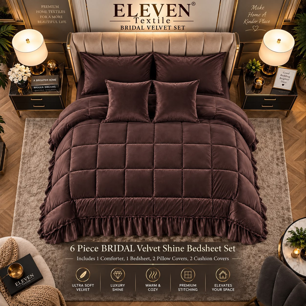 Signature Bridal Velvet Shine Set – 6 Piece Luxury Collection