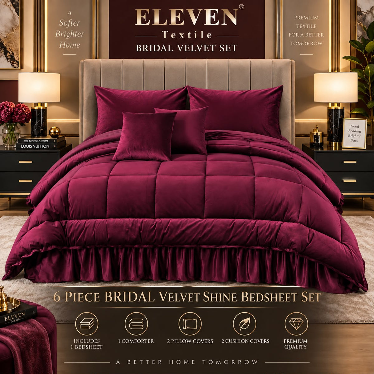 Signature Bridal Velvet Shine Set – 6 Piece Luxury Collection