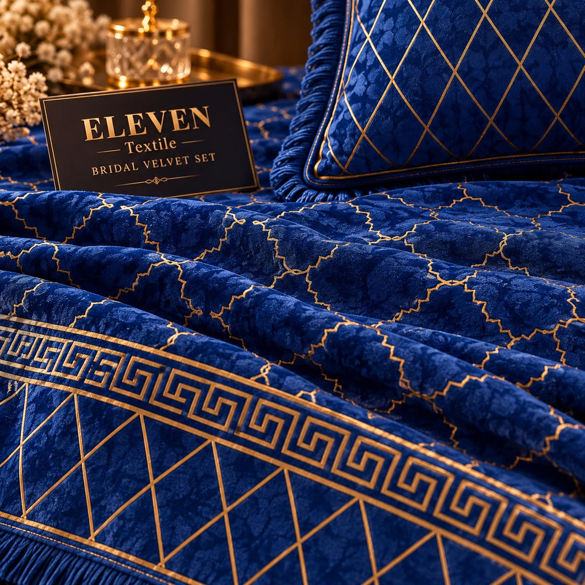 ELEVEN TEXTILE — 3-Piece Royal Textured Velvet Bedsheet Set