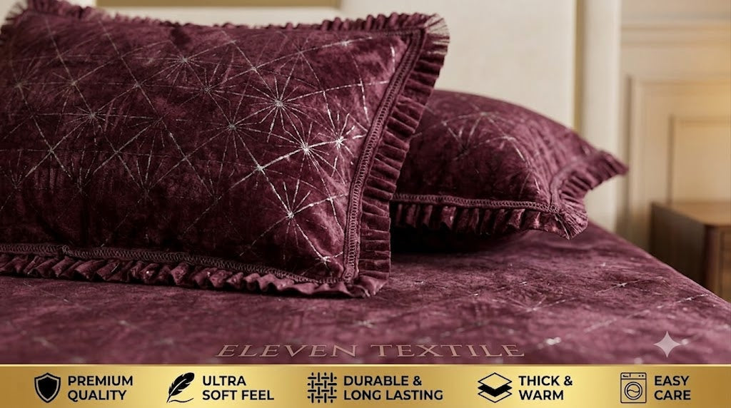 3-Piece Royal Textured Velvet Bedsheet Set