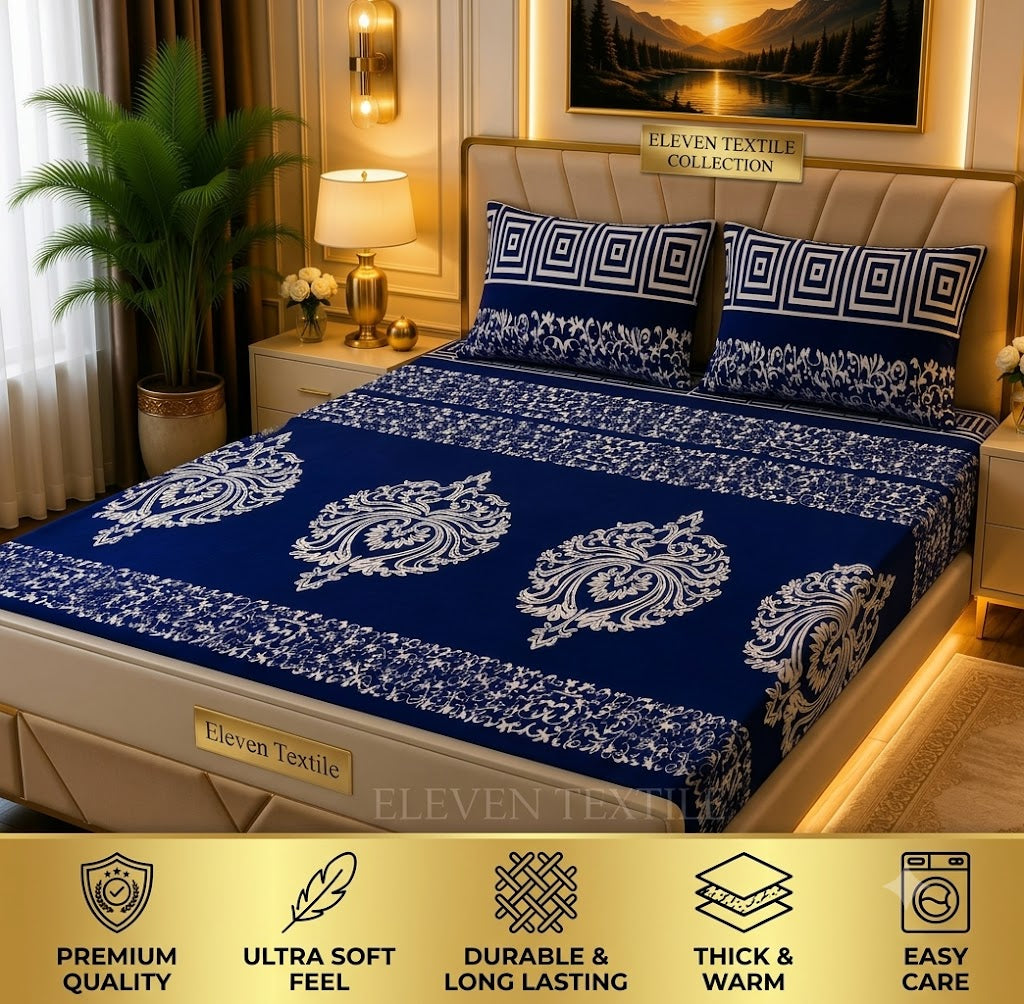 Premium Soft Fleece 3-Piece King Bedsheet Set