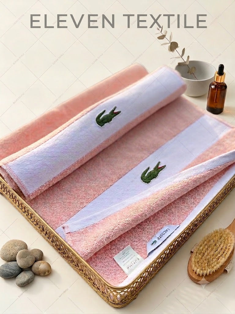 Crocodile towel- Pink and White