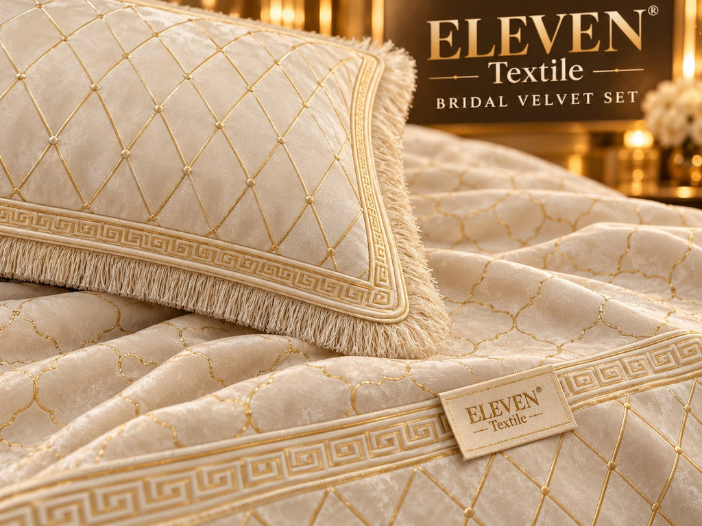 ELEVEN TEXTILE — 3-Piece Royal Textured Velvet Bedsheet Set