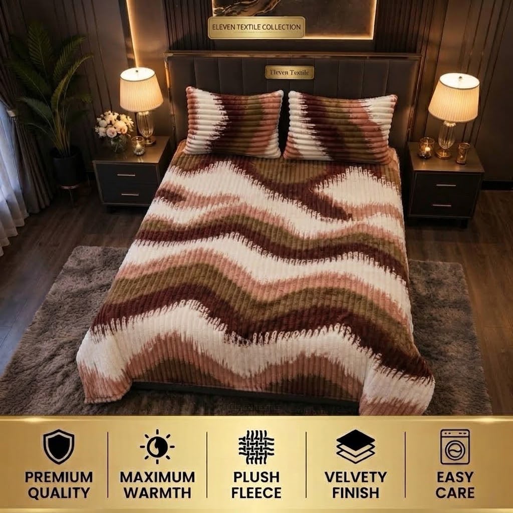 ELEVEN TEXTILE Premium 3 piece Puffy Bedsheet