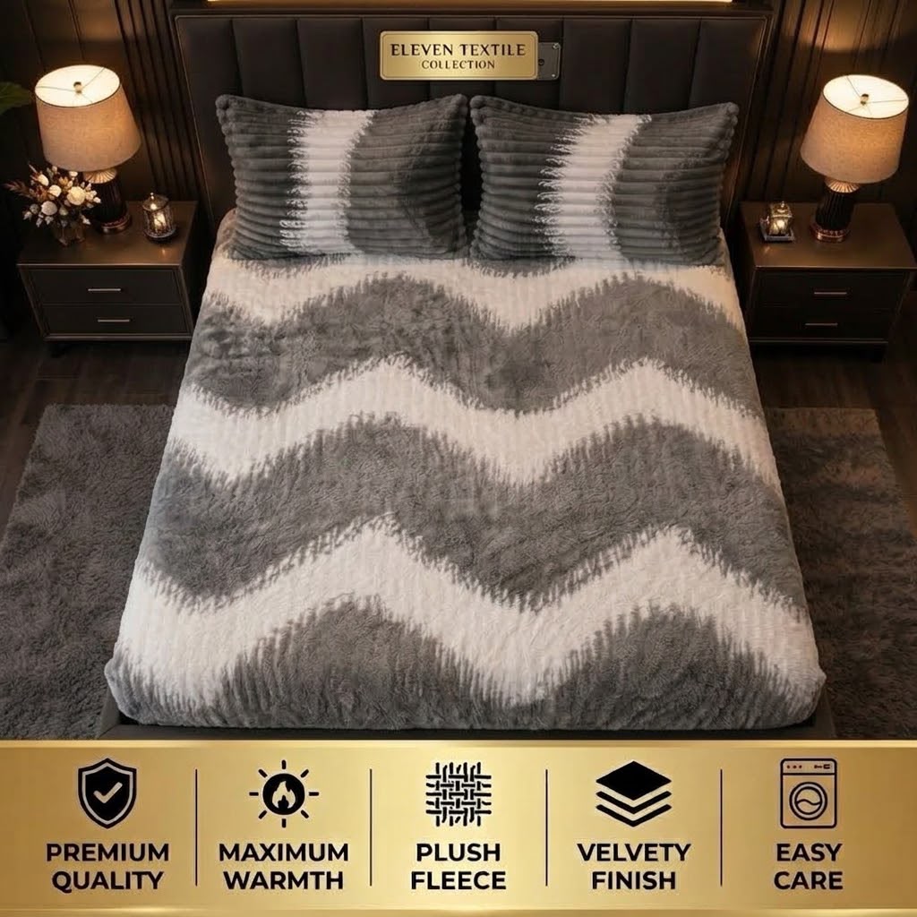 ELEVEN TEXTILE Premium 3 piece Puffy Bedsheet