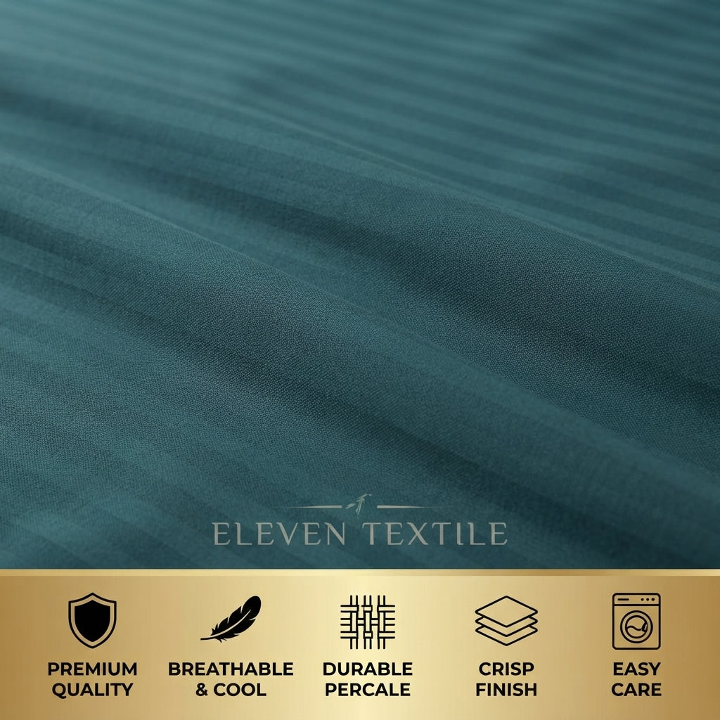 ELEVEN TEXTILE | Luxury Micro Strip 3-Piece Fitted Sheet Set