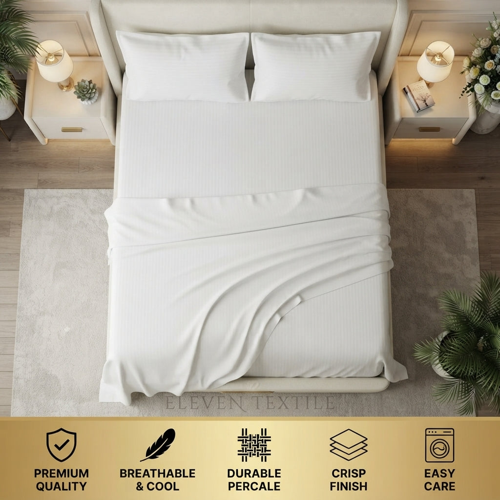 ELEVEN TEXTILE | Luxury Micro Strip 3-Piece Fitted Sheet Set