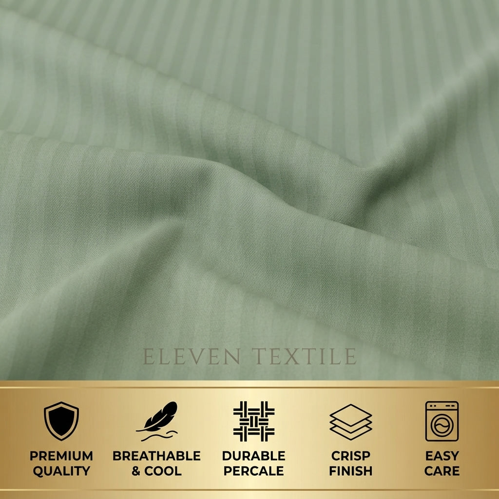 ELEVEN TEXTILE | Luxury Micro Strip 3-Piece Fitted Sheet Set
