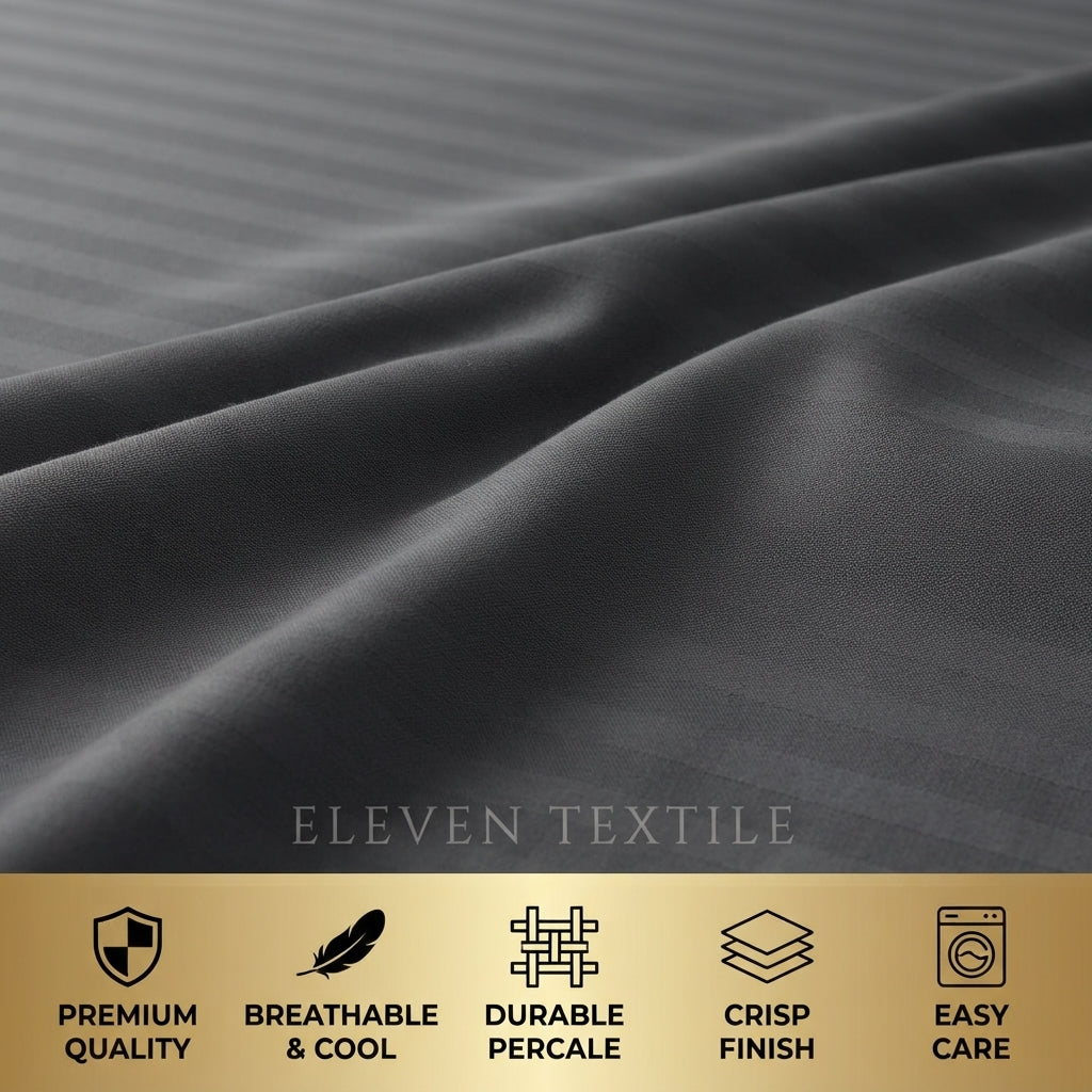 ELEVEN TEXTILE | Luxury Micro Strip 3-Piece Fitted Sheet Set