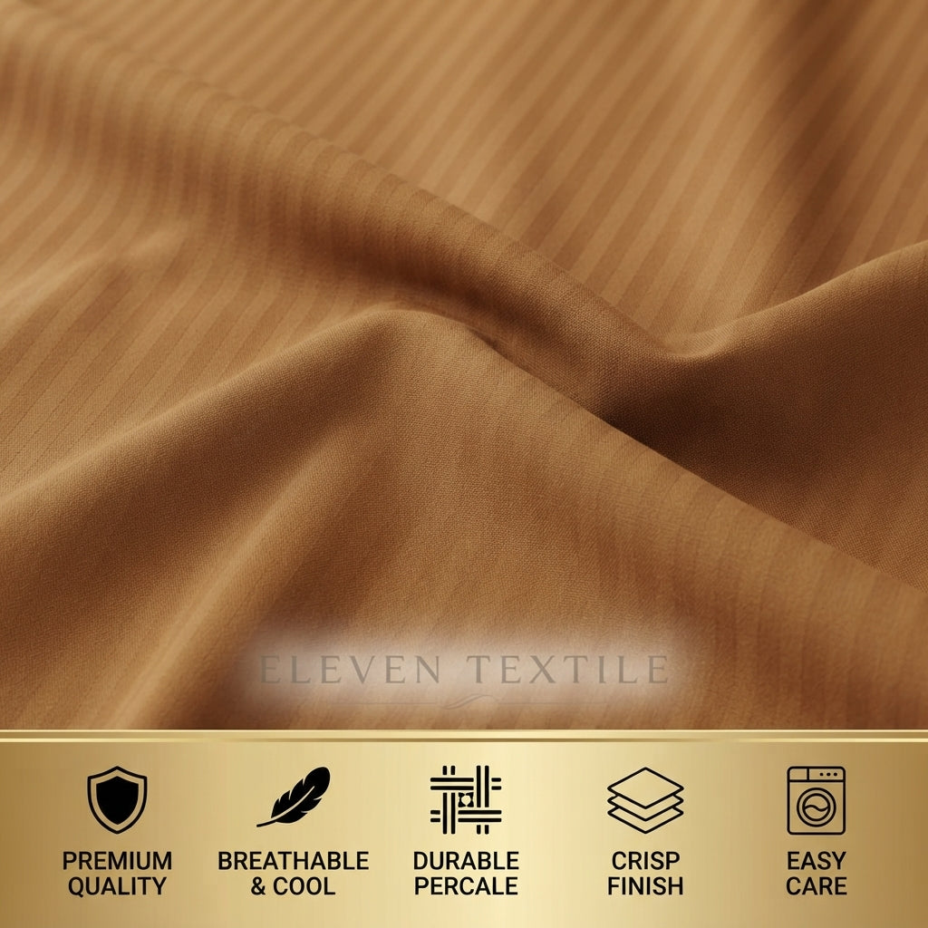 ELEVEN TEXTILE | Luxury Micro Strip 3-Piece Fitted Sheet Set