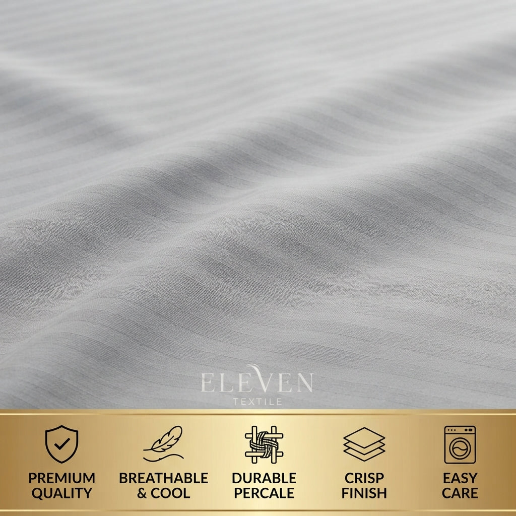 ELEVEN TEXTILE | Luxury Micro Strip 3-Piece Fitted Sheet Set