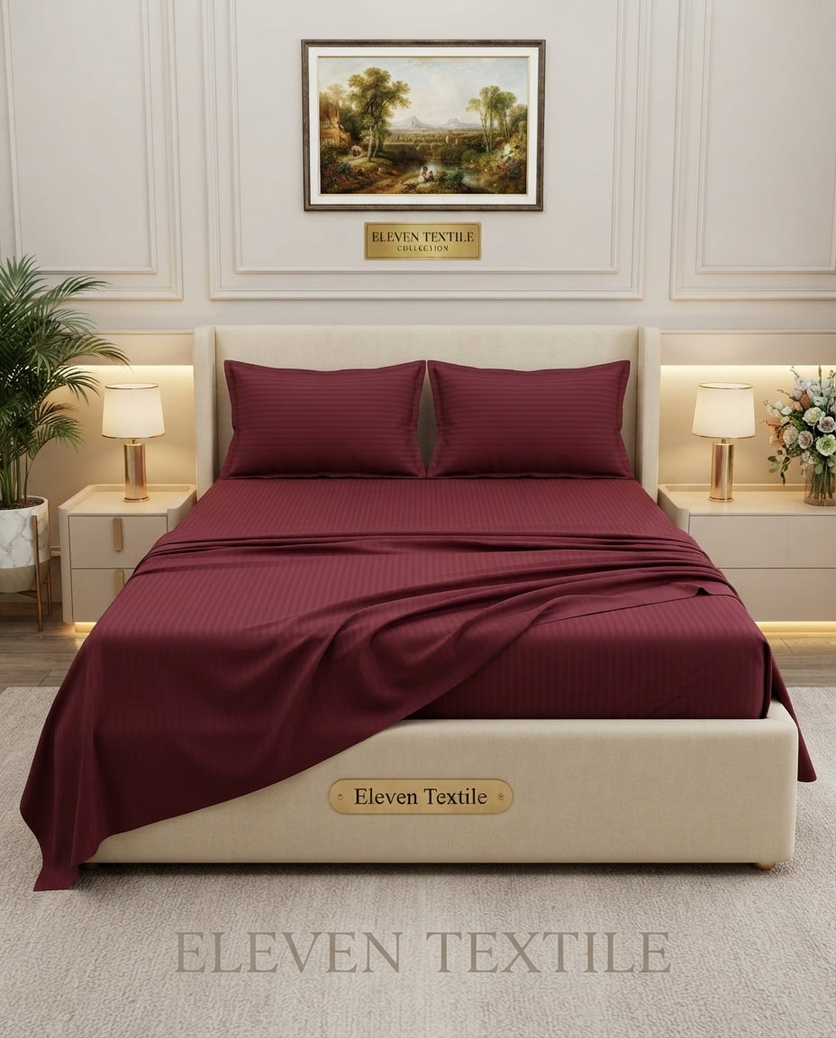ELEVEN TEXTILE | Luxury Micro Strip 3-Piece Fitted Sheet Set