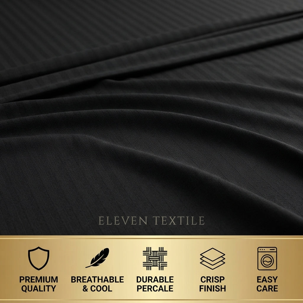 ELEVEN TEXTILE | Luxury Micro Strip 3-Piece Fitted Sheet Set