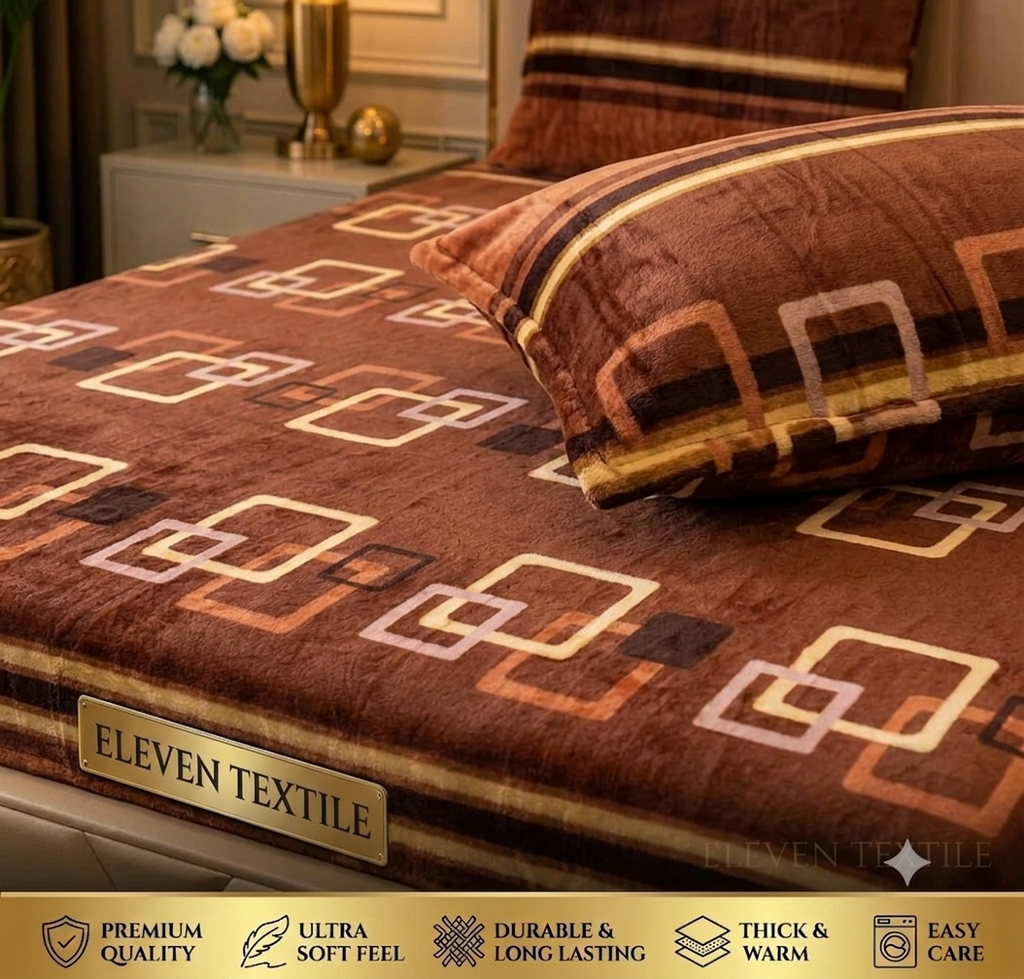 Premium Soft Fleece 3-Piece King Bedsheet Set