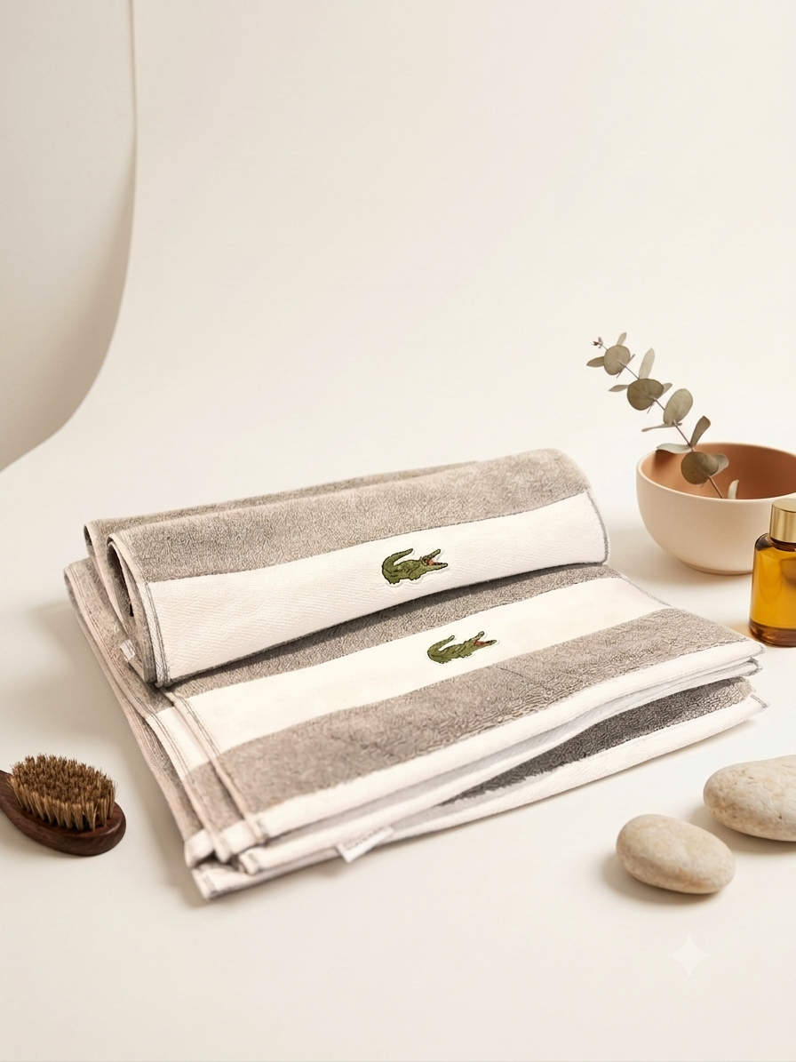 Luxury Embroidered Crocodile Hand Towel (18x28 in) - Grey & White