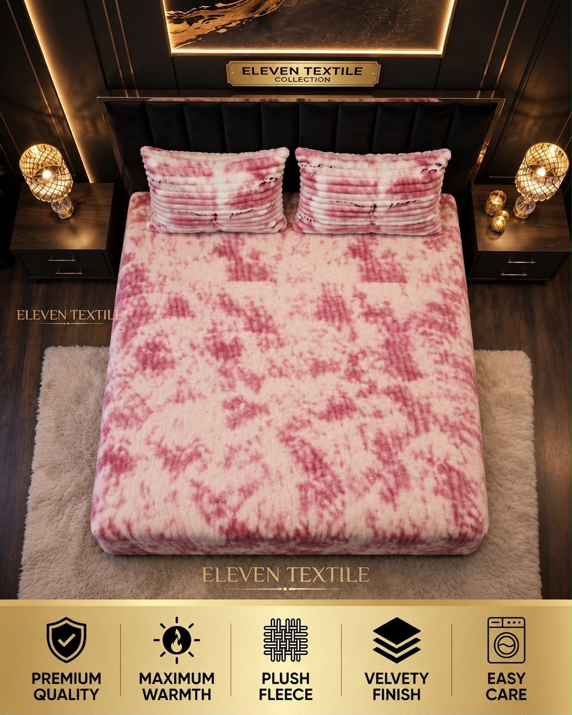 ELEVEN TEXTILE Premium 3 piece Puffy Bedsheet
