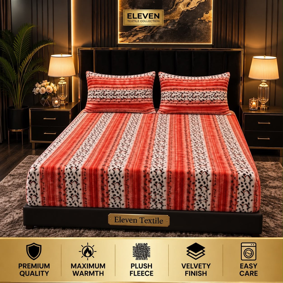 ELEVEN TEXTILE Premium 3 piece Puffy Bedsheet