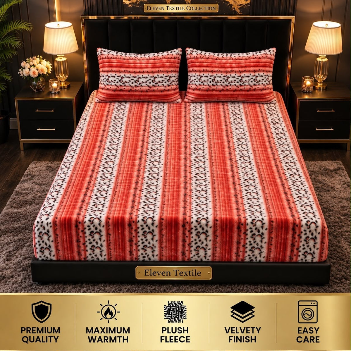 ELEVEN TEXTILE Premium 3 piece Puffy Bedsheet