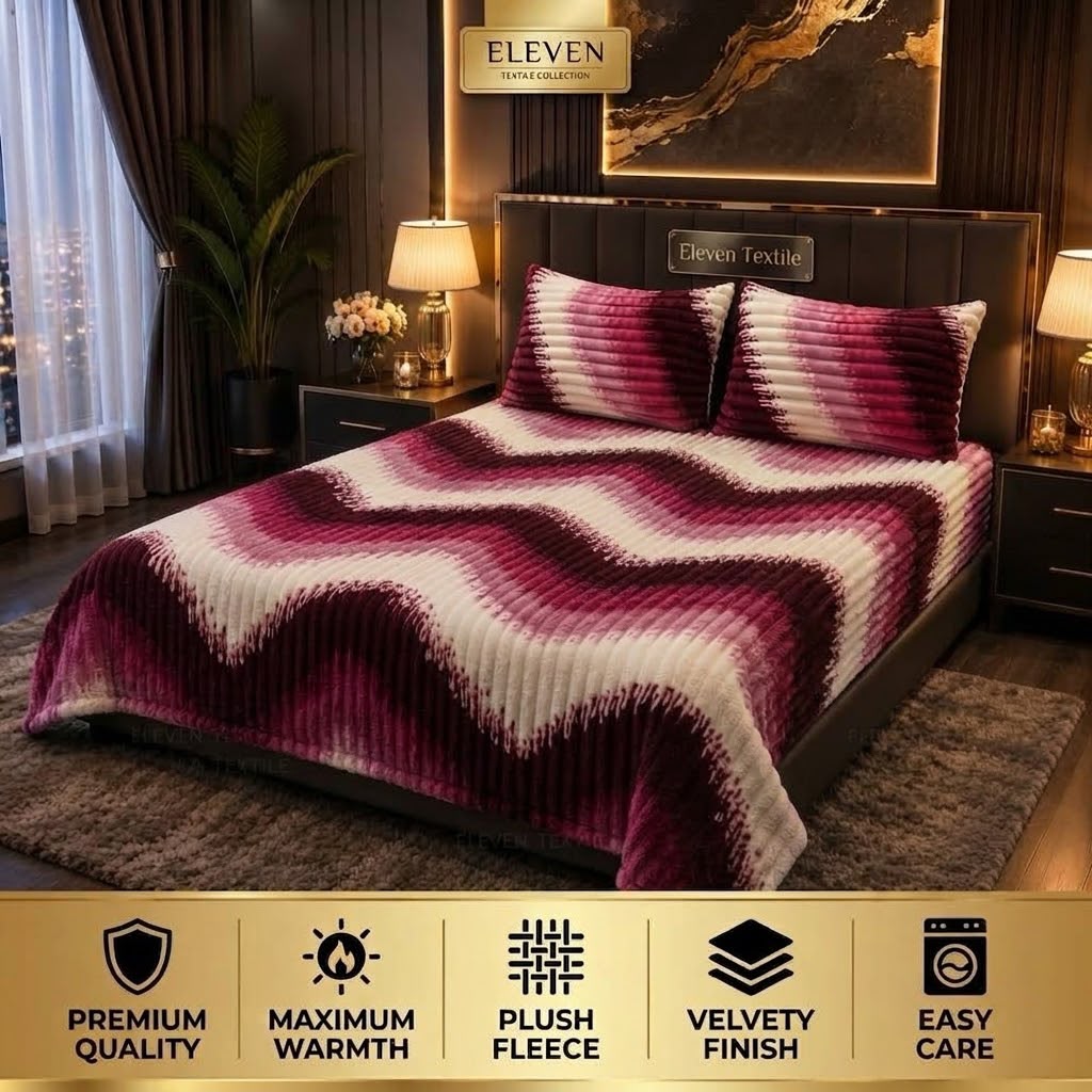 ELEVEN TEXTILE Premium 3 piece Puffy Bedsheet