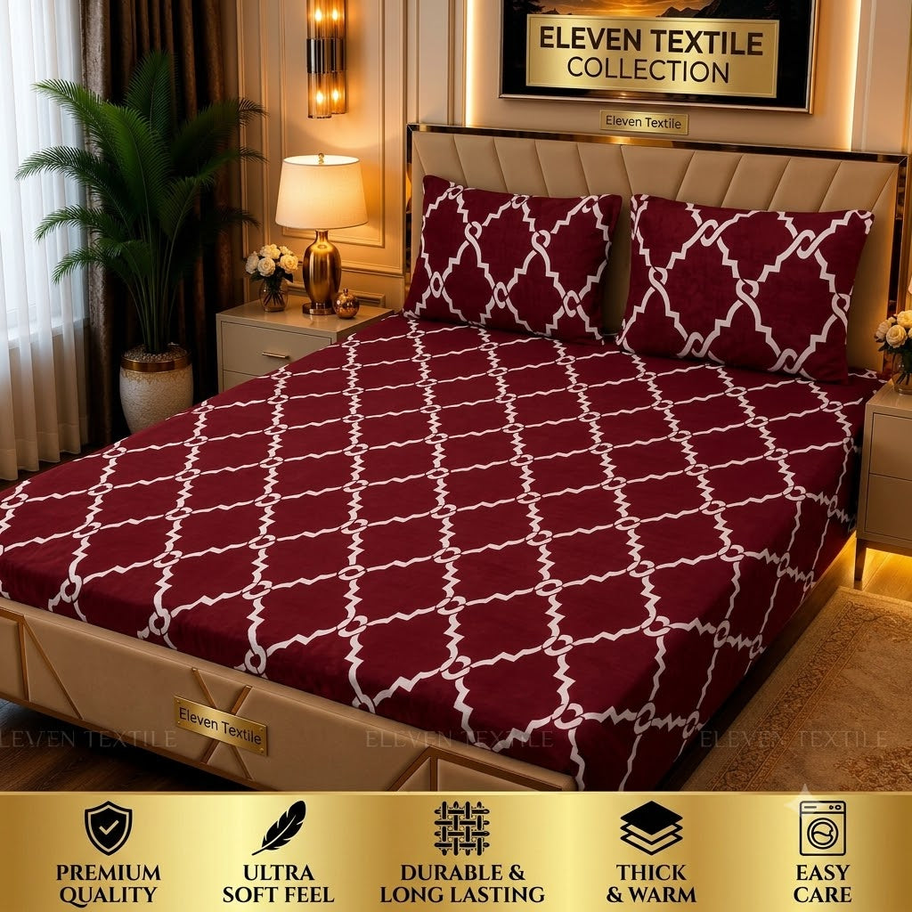 Premium Soft Fleece 3-Piece King Bedsheet Set