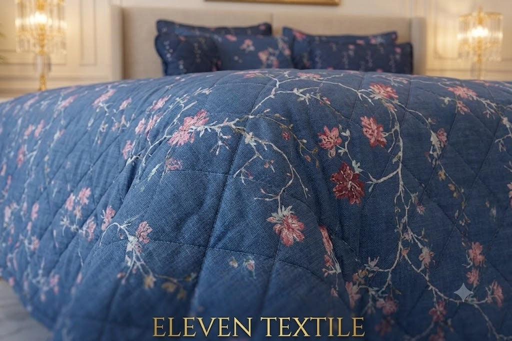 Premium 7-Piece Printed Comforter Set (Navy)