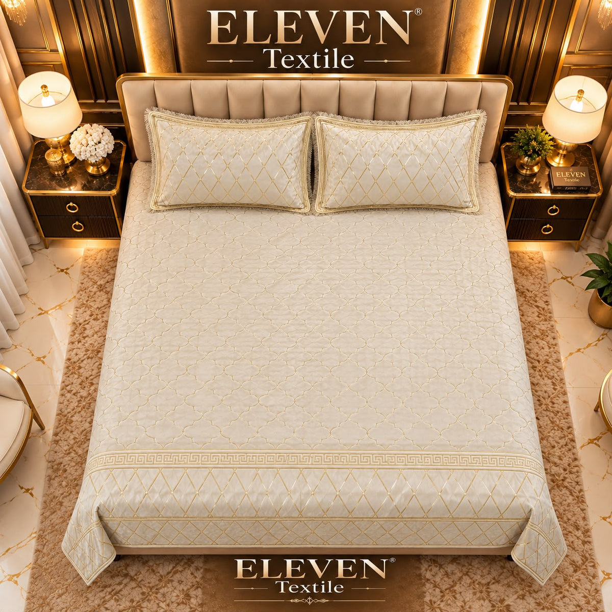 ELEVEN TEXTILE — 3-Piece Royal Textured Velvet Bedsheet Set