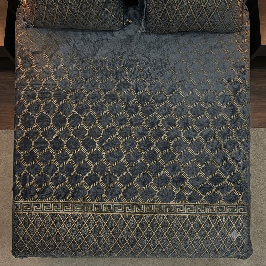 3-Piece Royal Textured Velvet Bedsheet Set