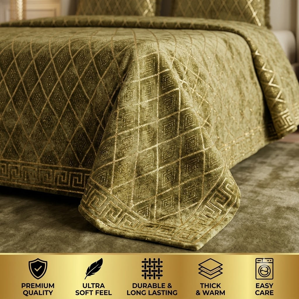 3-Piece Royal Textured Velvet Bedsheet Set