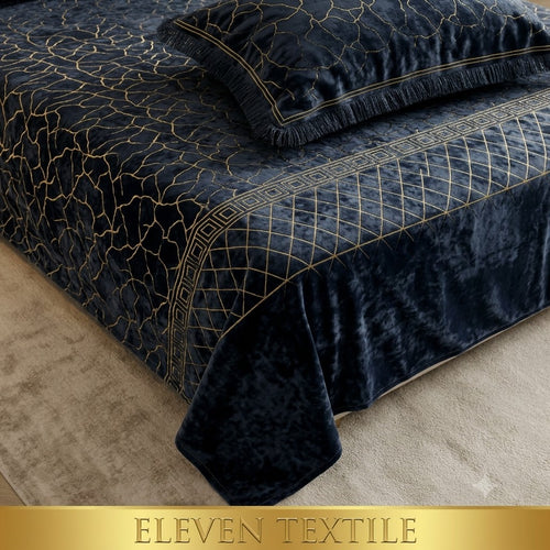 ELEVEN TEXTILE - 3-Piece Royal Textured Velvet Bedsheet Set