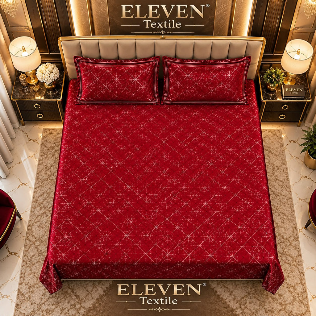 ELEVEN TEXTILE — 3-Piece Royal Textured Velvet Bedsheet Set