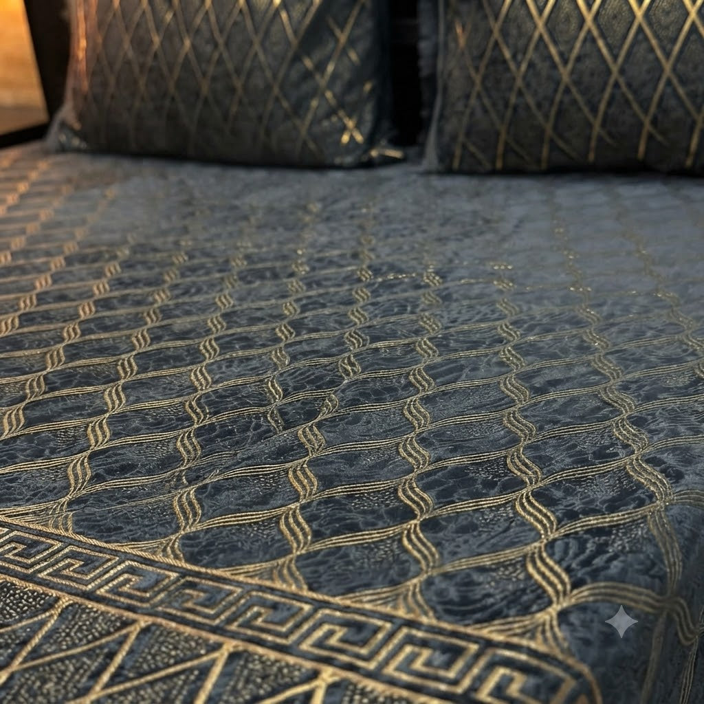 3-Piece Royal Textured Velvet Bedsheet Set