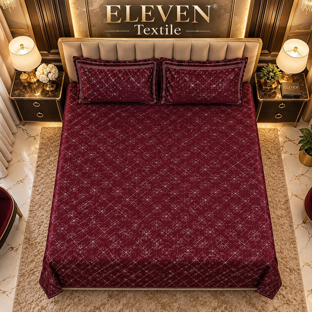 ELEVEN TEXTILE — 3-Piece Royal Textured Velvet Bedsheet Set