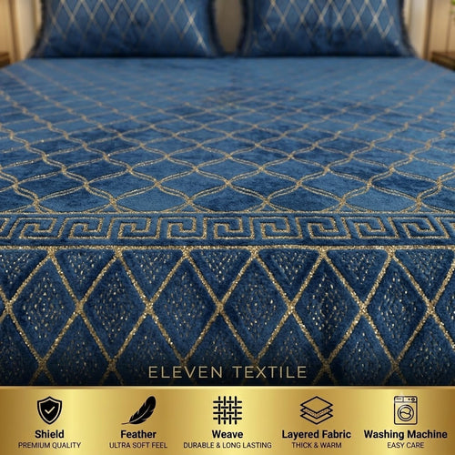 3-Piece Royal Textured Velvet Bedsheet Set