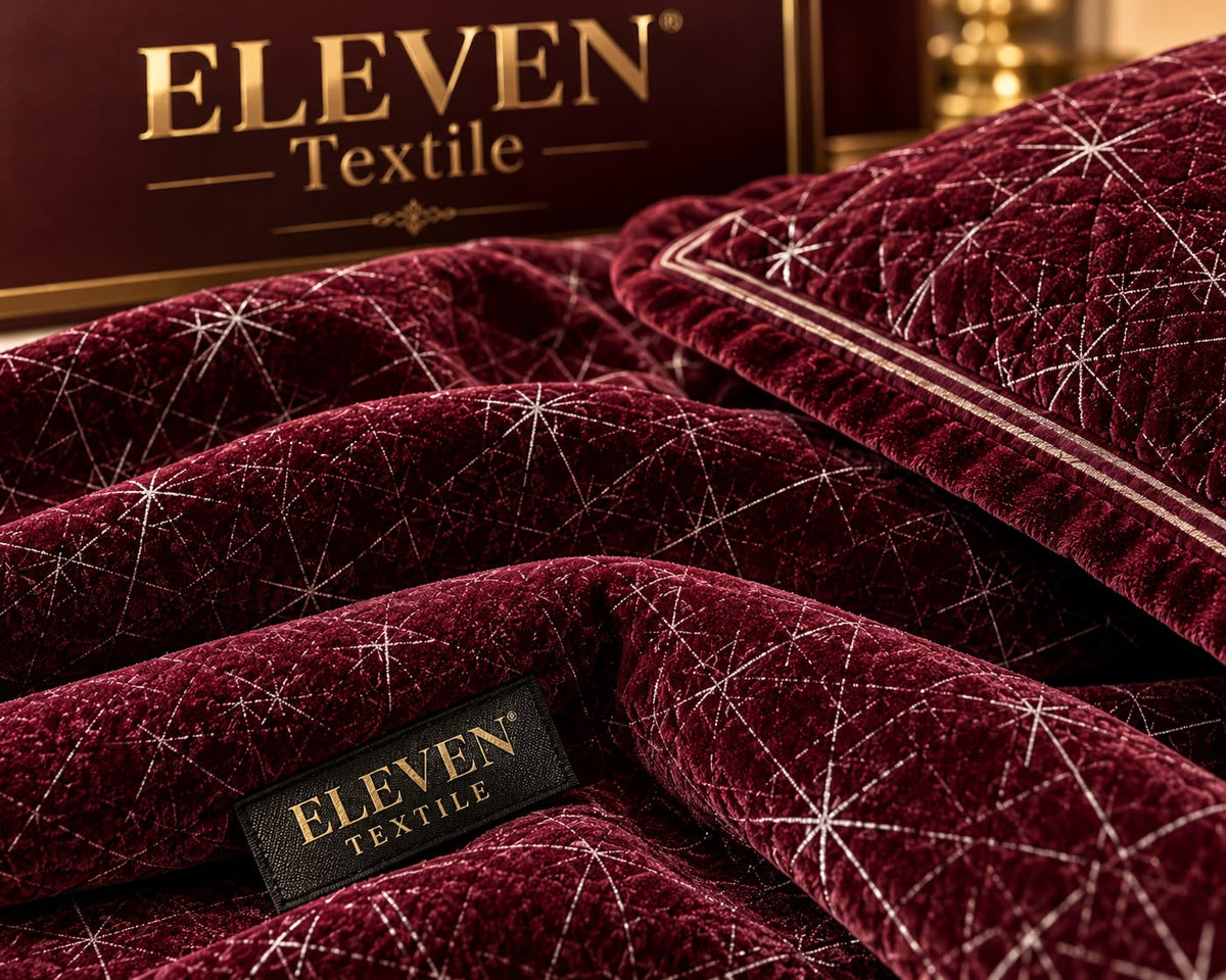 ELEVEN TEXTILE — 3-Piece Royal Textured Velvet Bedsheet Set