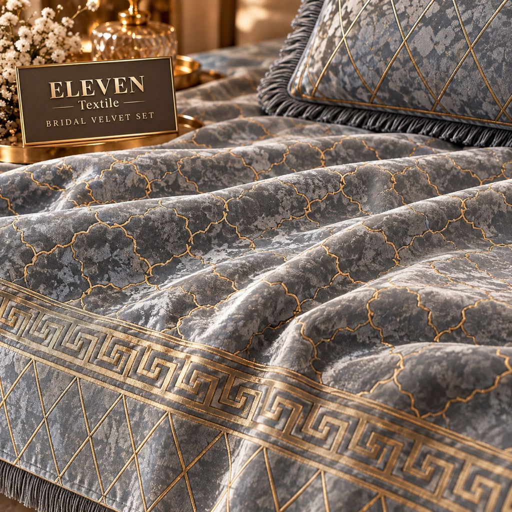 ELEVEN TEXTILE — 3-Piece Royal Textured Velvet Bedsheet Set